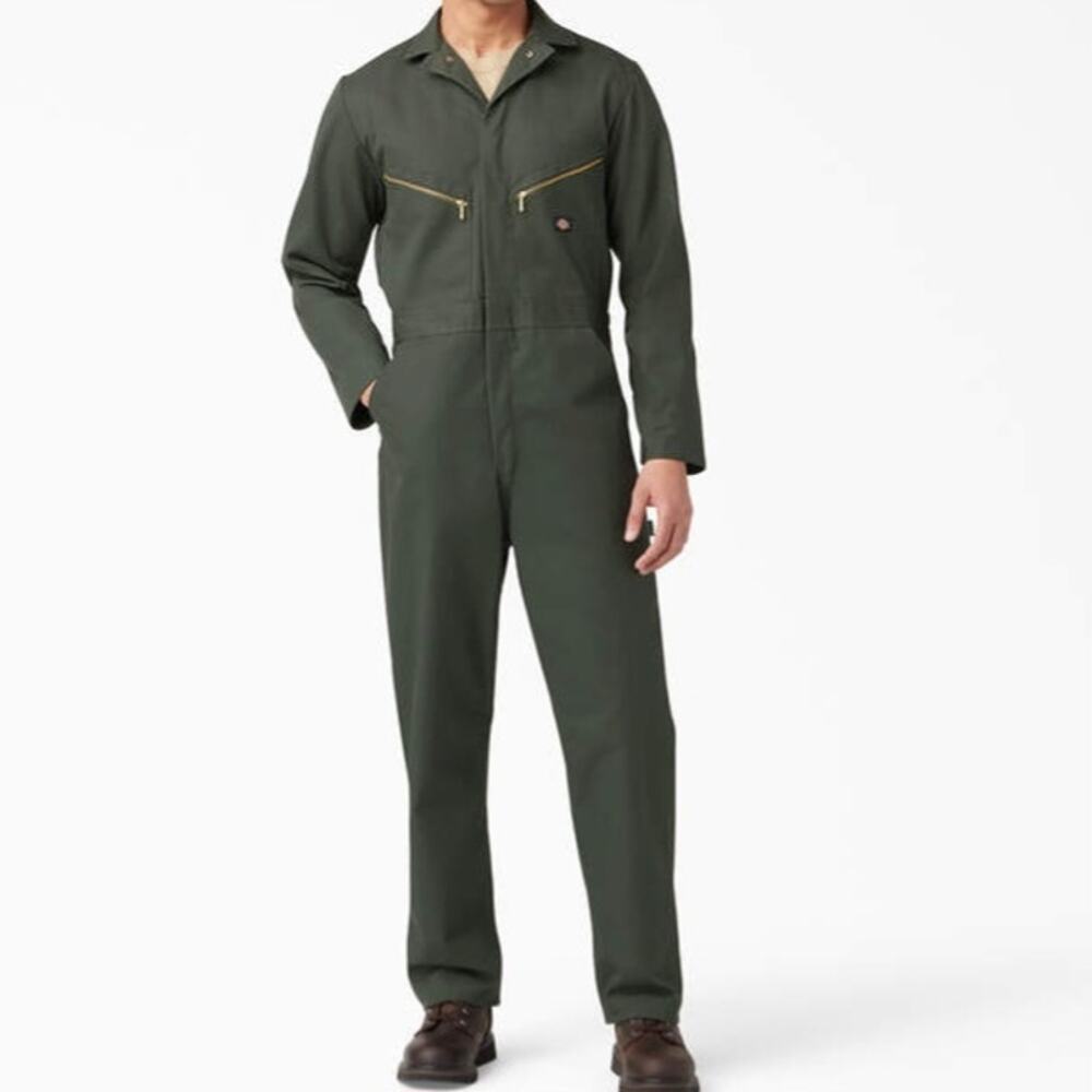 Dickies Olive Green Mens S Long Multi-Pocket Sleeve Durable Heavy-duty Coveralls